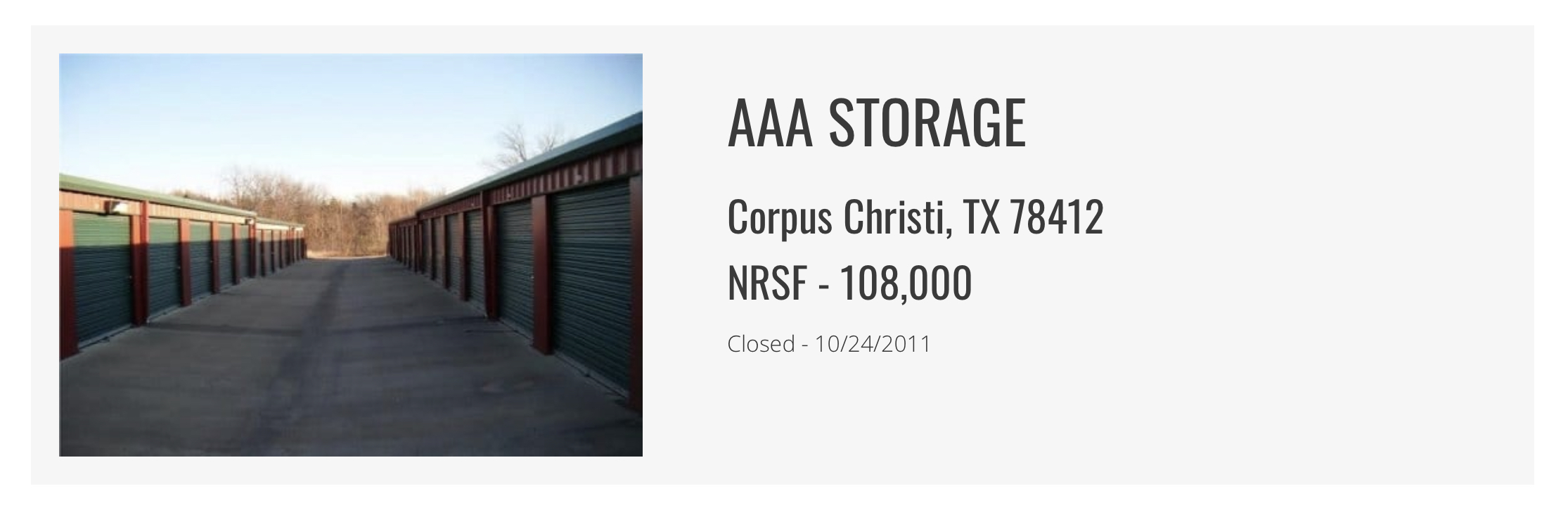 AAA Self Storage Closed