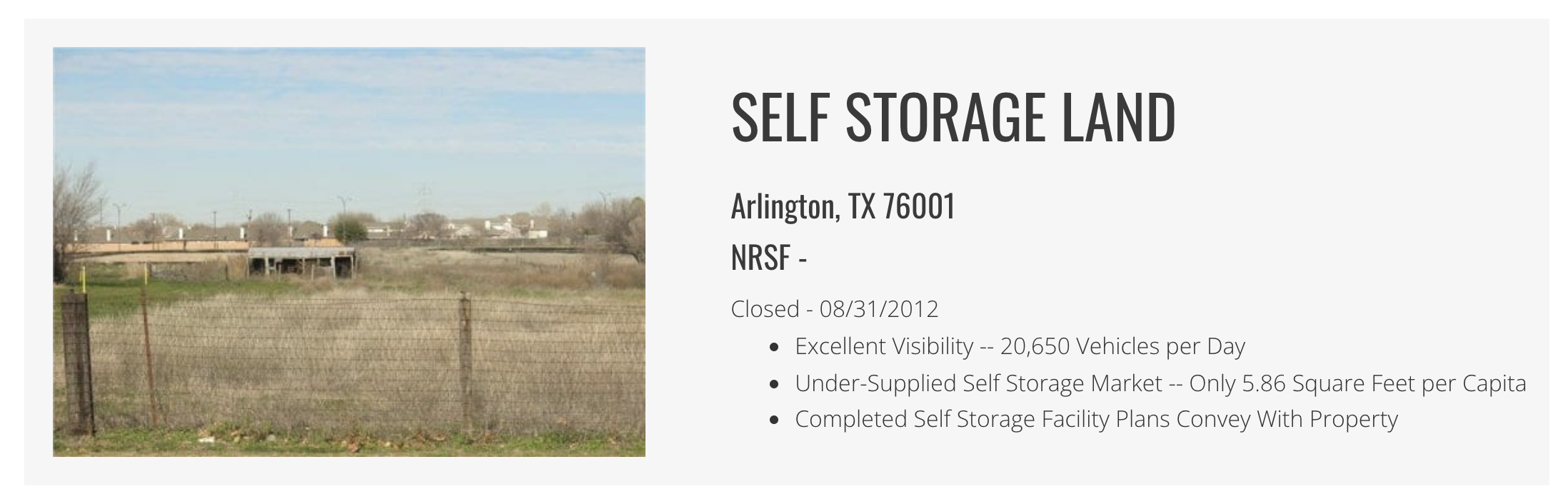 Self Storage Land Closed