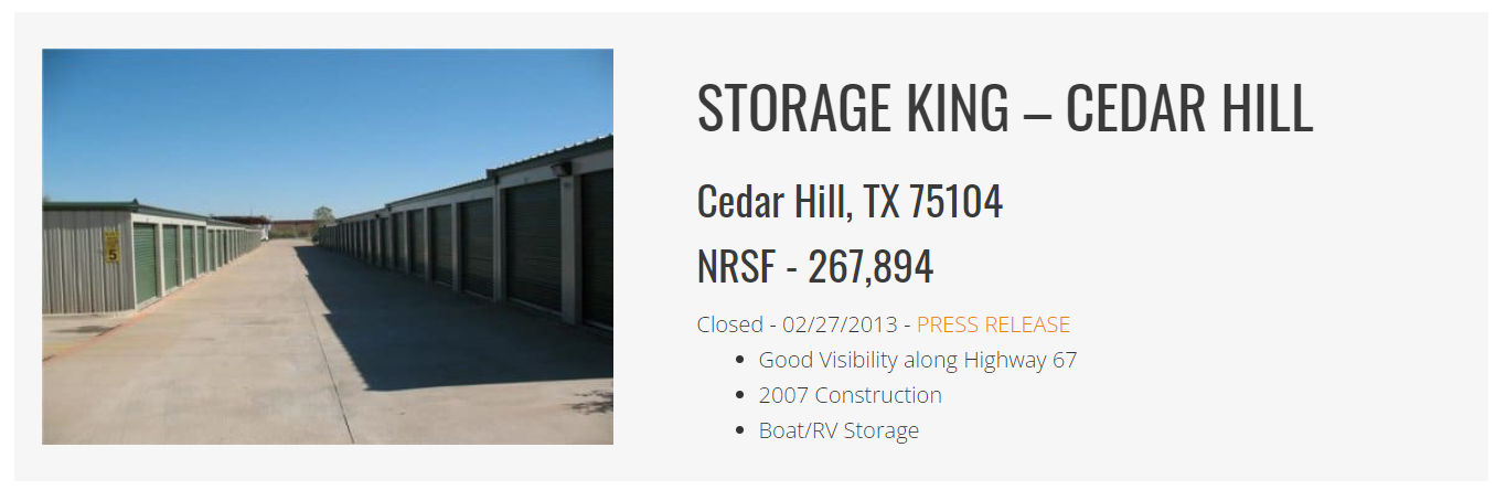 Storage King- Cedar Hill Closed