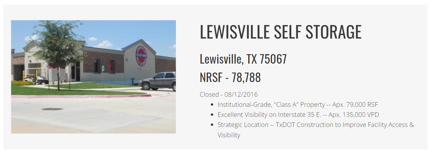 Lewisville Self Storage Closed