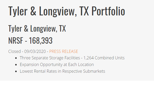 Tyler & Longview, TX Portfolio Closed
